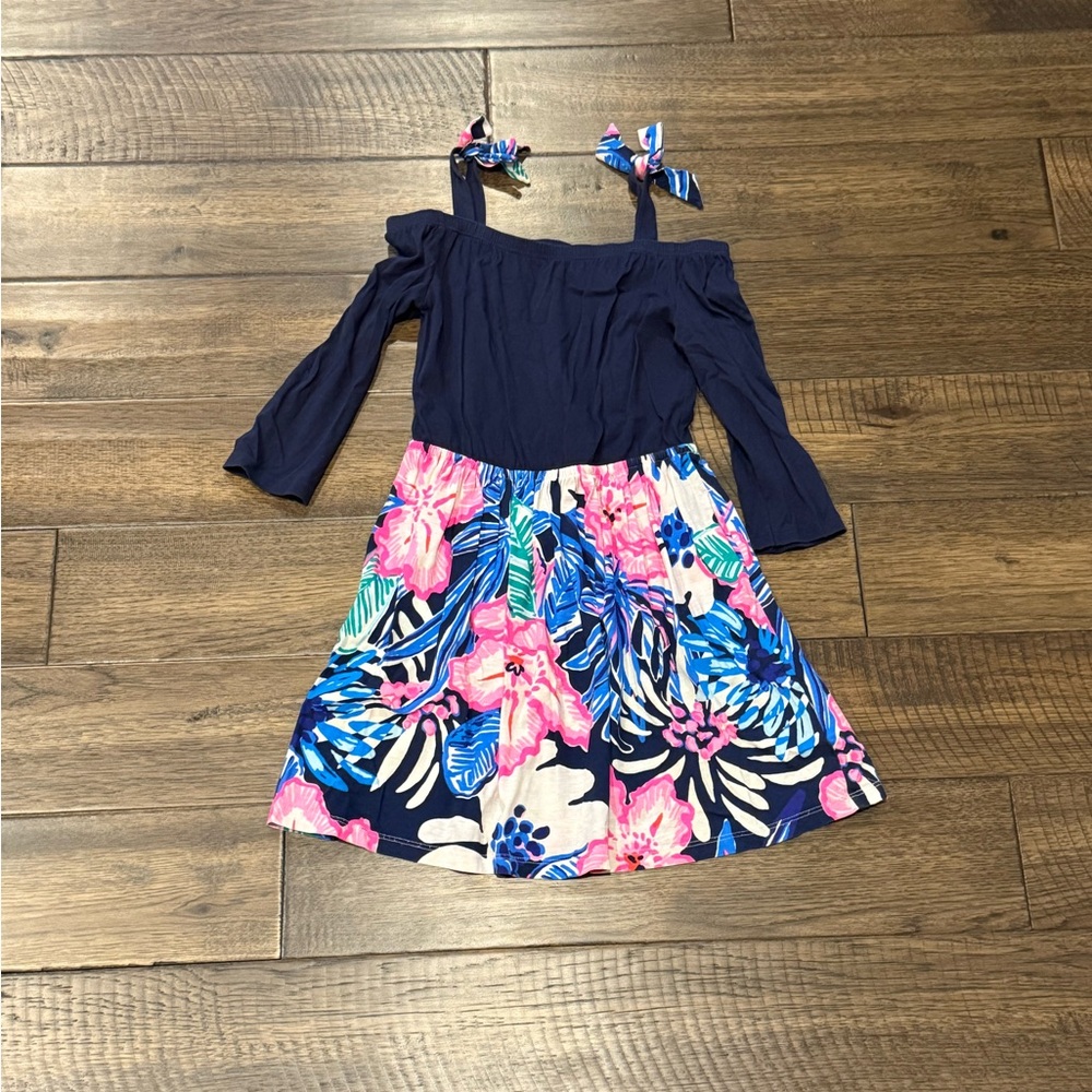 Lilly Pulitzer Girls’ Floral Off-Shoulder Dress Size M/6-7